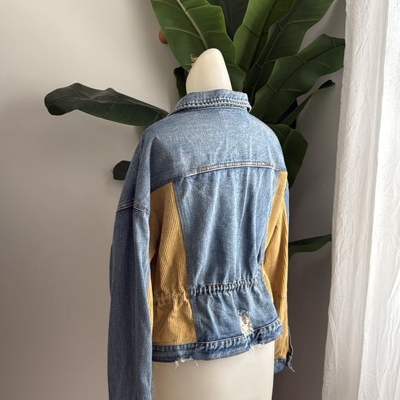 Fashion Nova Denim Jacket with Corduroy Detailing Medium Wash Women's Size XL - Picture 3 of 9